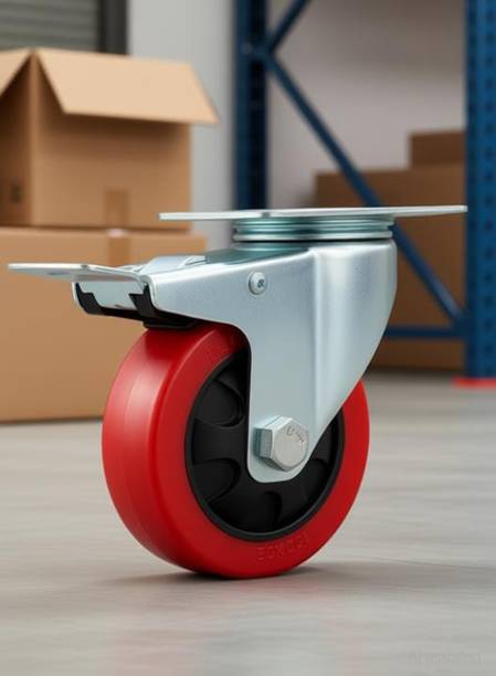 Hkey 4 inch Swivel Caster trolly wheels Heavy Duty Plate and Safety Brake (pack of 4) Braked Furniture Caster