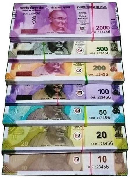 4GX Combo (19 Each x 7=133 Nakli Note) Playing Indian Currency Notes for Fun Paper Kids churan wale Note (Nakli Note-10,20,50,100,200,500,2000 ) Children Currency Gag Toy