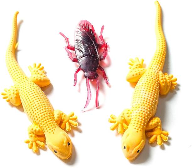 4GX Halloween Fake Lizard and Fake Cockroach Toys Roaches Gecko Rubber Practical Jokes and Prank Trick Toys Real Looking Gag Toy