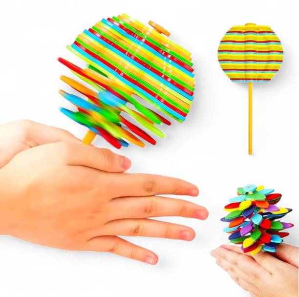 Homentra Magic Rotating Spinner Toy for Kids | Colorful Stress Relief Hand Fidget Game Candy Flower Gag Toy