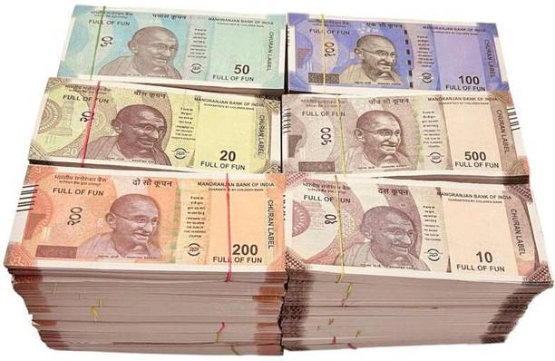 SHIMMERA 600 Dummy Indian Currency Duplicate Money Denomination All New 10, 20, 50, 100 , 200 ,500 Artificial Currency Playing Learn Skills Fake Money Fidget Toy Gag Toy