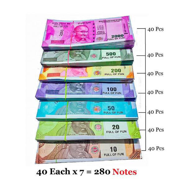 4GX 040 Dummy Currency 280 Note for Kids 40 Units Each Denomination All New Fake Note Gag Toy