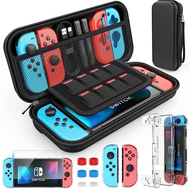 ELEPHANTBOAT All in One Accessory Set for Nintendo Switch with Case and Screen Protector Gaming Accessory Kit