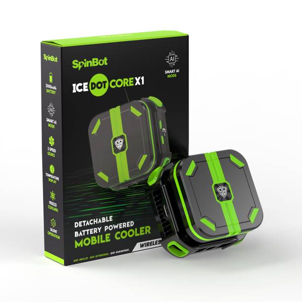 SpinBot IceDot Core X1 Magnetic Wired&Wireless Mobile Cooler |Ai|15W|Detachable Battery|  Gaming Accessory Kit