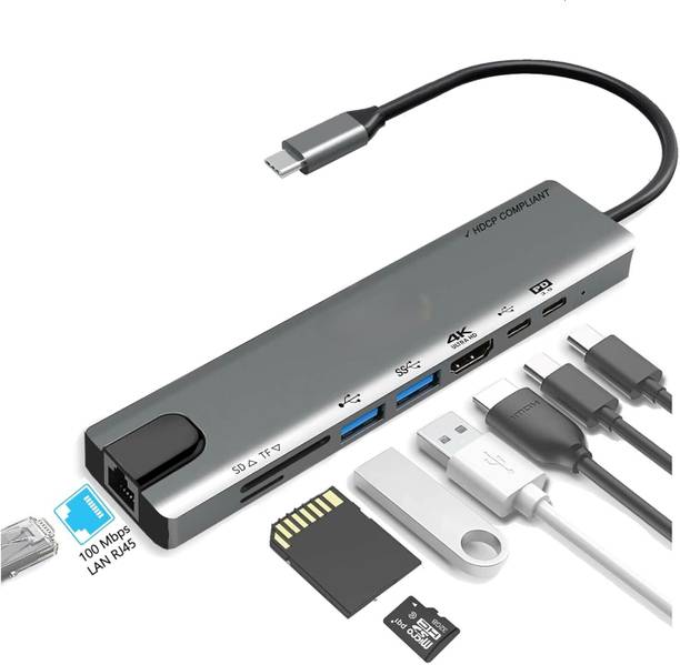Sancy 8 in 1 USB Aluminum Type C Adapter with 4K HDMI P...