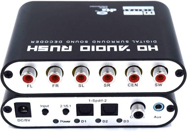 VOOCME VOOCME 5.1 Channel HD Audio Rush, Digital Sound Decoder Converter Optical SPDIF Coaxial Dolby AC3 DTS Stereo(R/L) to 5.1CH Analog Audio Black Sound Card