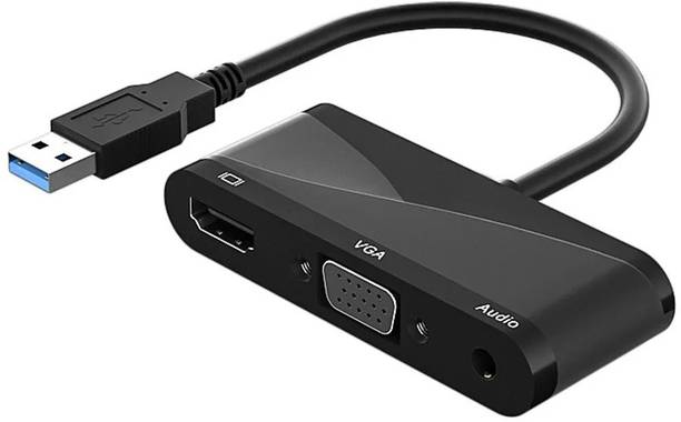 Etzin USB to HDMI VGA 3.5 Audio Splitter Adapter 1 in 3 Out Gaming Adapter