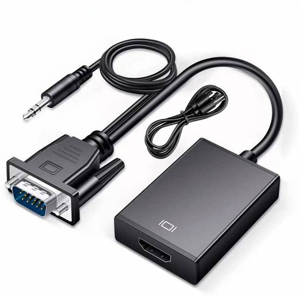 DooBuy VGA to HDMI Adapter VGA to HDMI Converter VGA Male to HDMI Female with 3.5MM Audio Jack Full HD 1080P for Connecting Monitor PC Laptop Desktop HDTV DVD HDMI Connector