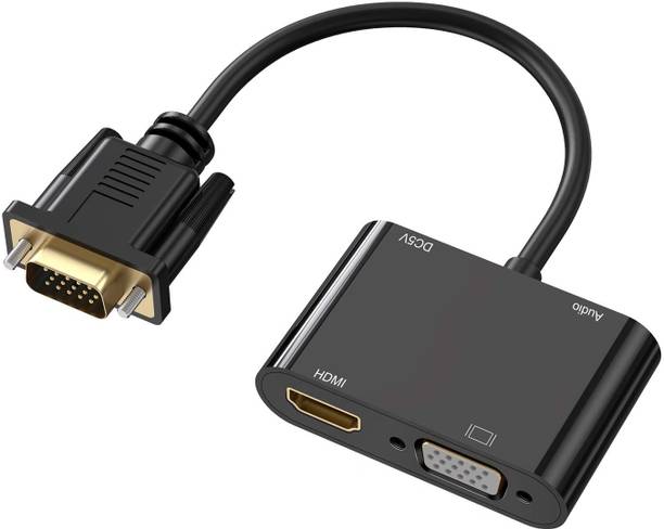 MT-ViKI VGA to HDMI + VGA Adapter, 2-in-1 Dual Monitor Display Converter Gaming Adapter