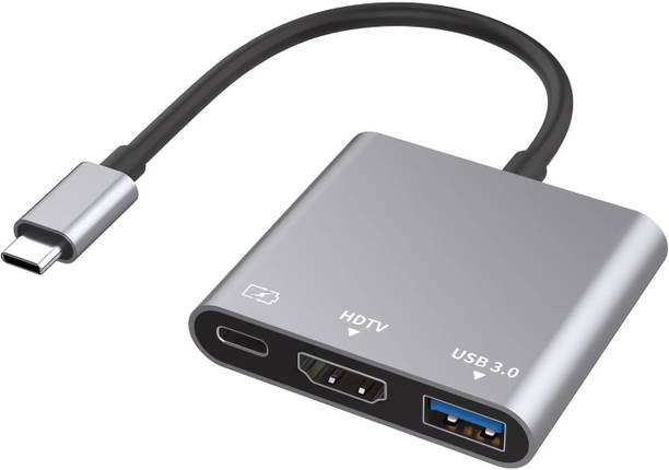 Akwor 3-in-1 Cable 2 A 0.1 m Heavy Steel 3 in 1 USB Type C Hub Adapter to 4K HDTV Gaming Adapter