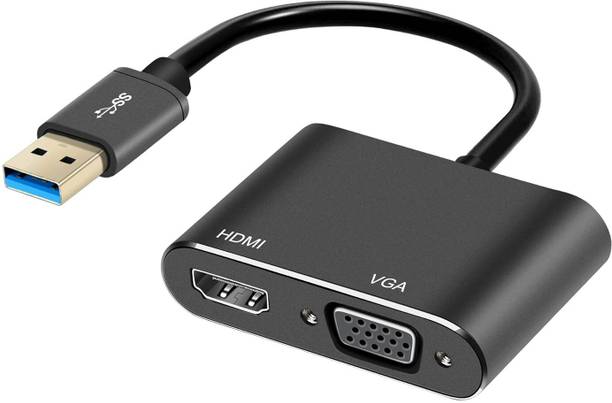 RyzCare USB 3.0 to VGA HDMI Adapter Converter, USB to HDMI VGA Adapter Support HDMI VGA Gaming Adapter