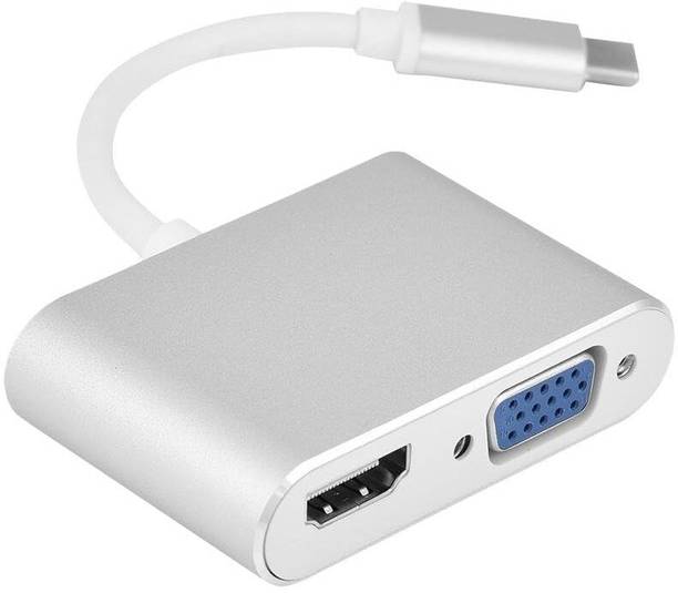 BlackBoost USB C to HDMI VGA Adapter 4K, 2 in 1 Type C Multi Display Converter Gaming Adapter