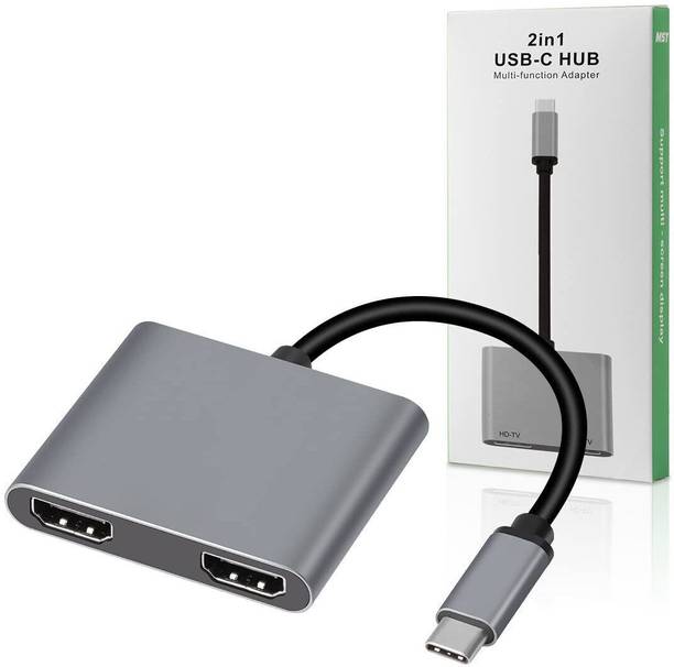 Akwor USB-C to Dual HDMI Adapter, 2-in-1 Type-C Hub with 2 HDMI Ports Gaming Adapter