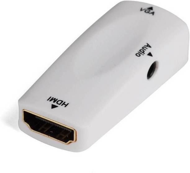 Etzin HDMI Female to VGA Female Adapter To VGA Converter Adapter With 3.5mm Stereo Audio 0.01 m HDMI Cable (Compatible with HDTV, White, One Cable) Gaming Adapter
