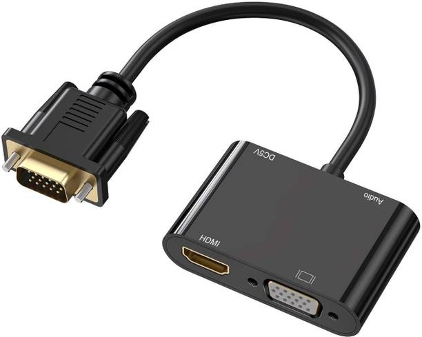 Akwor VGA to HDMI Adapter, Dual 1080P Splitter with Audio & Charging Cable for PC Gaming Adapter