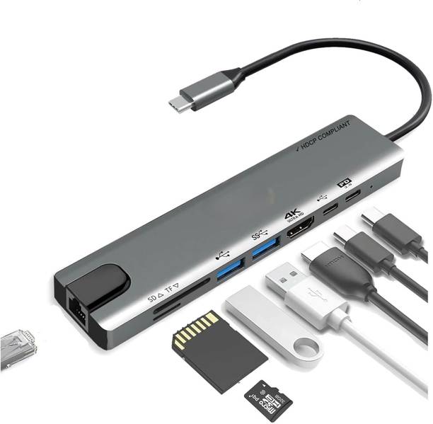 BKC USB C Hub Dock 8 in 1 HDCP Aluminum Type C Adapter with 4K HDMI Port Gaming Adapter