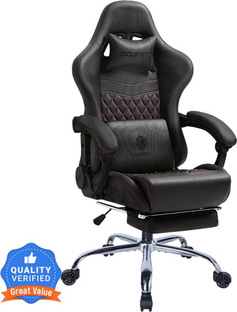 dowinx Multi-Functional Ergonomic Gaming & Computer Chair Massage Cushion, Premium PU Leather, Adjustable Neck & Lumbar Pillow, Footrest Gaming Chair