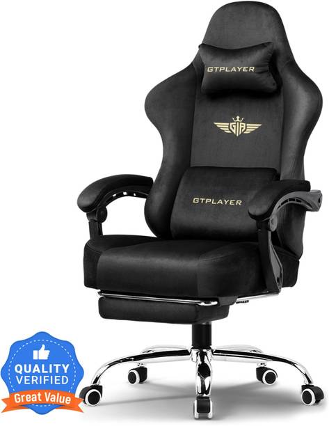 GTPLAYER "Silken Gaming Chair with Footrest Spring Cushion & Breathable Fabric, Ergonomic Chair, Tailored Back Support Gaming Chair