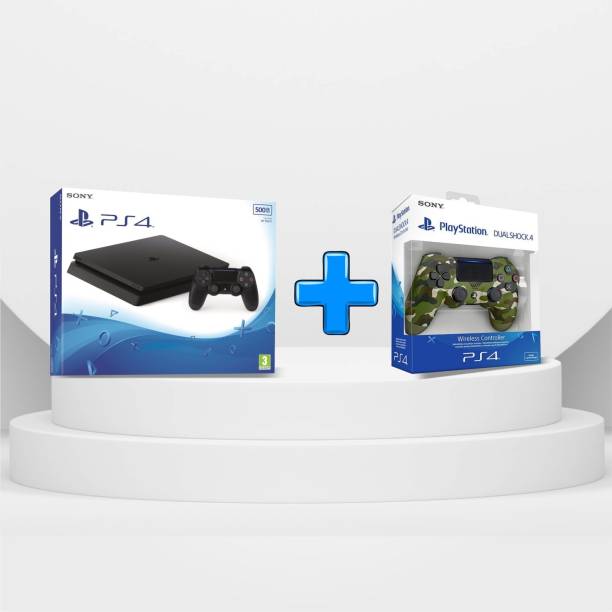 Playstation 4 PS4 Slim with Extra Dualshock 4 Wireless Green Camouflage Controller 500 GB