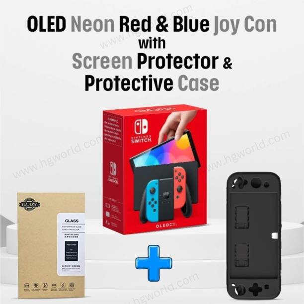 NINTENDO Switch OLED Handheld Portable Gaming Console 64 GB with Screen Protector & Protective Case