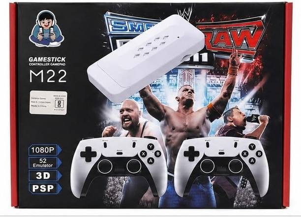HG WORLD M22 Retro Gaming Console with 2.4G Dual Wireless Gamepad Game stick 64 GB with 30000+ Remote Video Games for Kids, God of War, GTA, Mario and More Games For TV