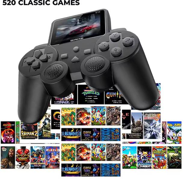 MOOZMOB S10 Controller View Retro Console Classic Game AV Cable for TV, Multiplayer Game with 520 Classic like Contra Series, Super Mario Series, Angry Bird, Adventure Battle