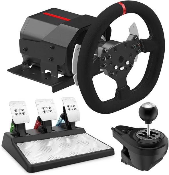 HG WORLD PXN V10 Gaming Steering Wheel With 3-Foot Holtz Sensor Pedal 3.2nm Direct Drive with Dual Motor Racing Wheel Forced feedback vibration,6+1 Gear Shifter
