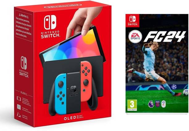 NINTENDO Switch OLED Handheld Portable Gaming Console 64 GB with EA Sports FC 24 Game Bundle