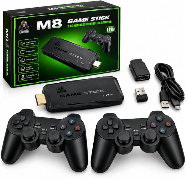 PLAYTRON M8 4K Ultra HD 30000+ Games Dual Wireless Controller 64 GB with 15, 000+ built-in retro arcade, classic action, adventure, racing, and fighting.