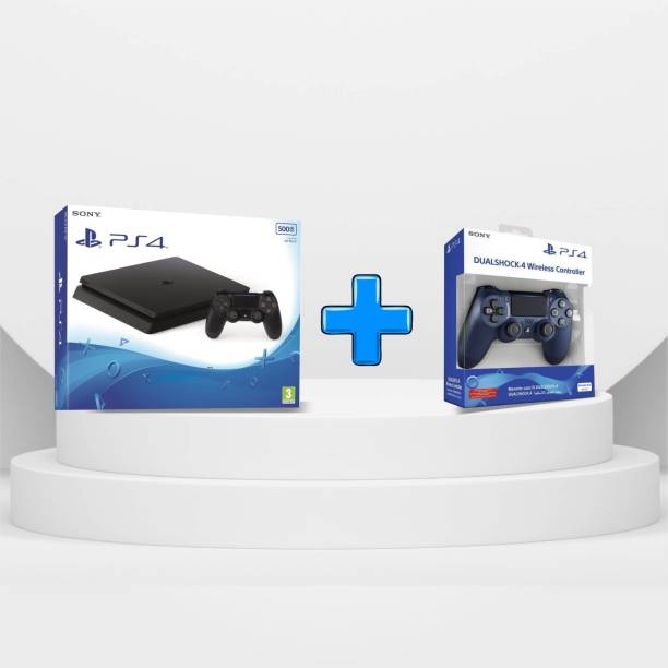 Playstation 4 PS4 Slim with Extra Dualshock 4 Wireless Midnight Blue Controller 500 GB