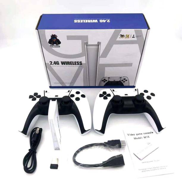 VK MART M15 2.4g Dual Wireless Controllers HD Tv Game Stick 64G 4k Hdmi With 64 GB with Mario, Crash, GTA, Zelda, Sonic, Tekken3, Street Fighter