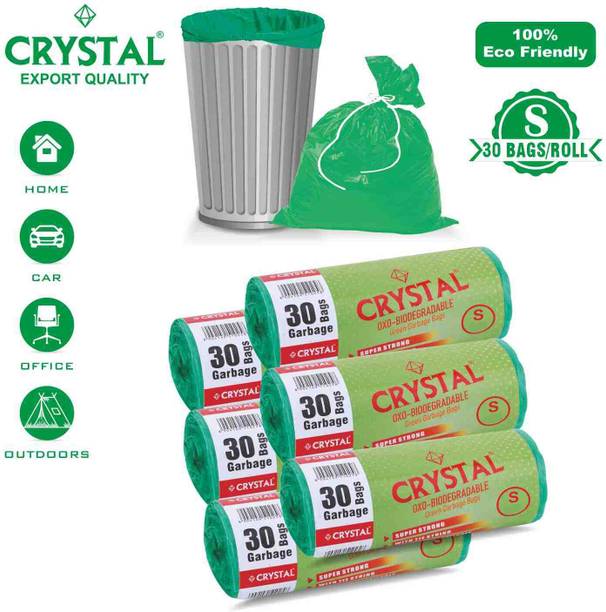 CRYSTAL Biodegradable on Roll 17 x 19 Green - 30 Pcs x 6, Small 20 L Garbage Bag  Pack Of 180