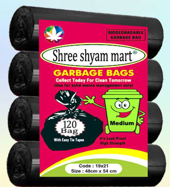 SHREE SHYAM MART 120,Dustbin Bags Garbage bag Biodegradable Bags Medium 13 L Garbage Bag  Pack Of 120