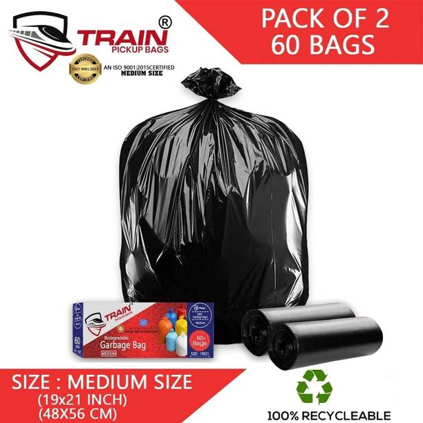 Train garbage bags dustbin polythene bags dustbin covers for home garbage bags 19*21 60 Bags Medium 20 L Garbage Bag  Pack Of 60