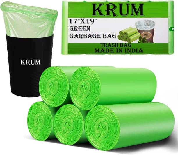 KRUM 17"×19" Garbage Bag Green Bag Per Roll Pack Of 3 Small 20 L Garbage Bag  Pack Of 90