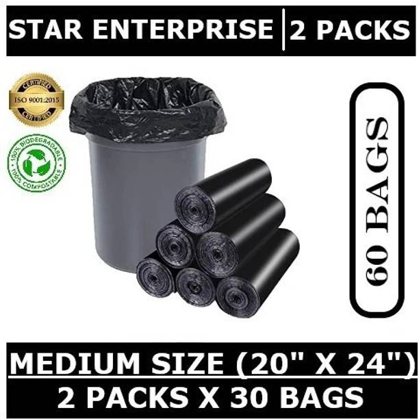 Star Enterprise 2 Pack (60 Pieces) Black Biodegradable Garbage Bags Medium 20 L Garbage Bag  Pack Of 60