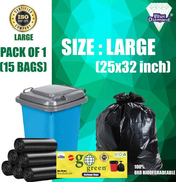 Blue Diamond Dustbin Plastic Bag large Extra Large Dustbin Covers Oxo Biodegradeable 15 Bags Large 70 L Garbage Bag  Pack Of 15