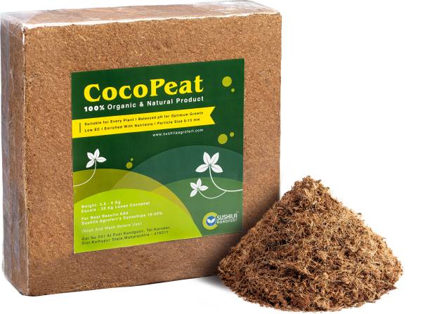 Sushila Agrofert Cocopeat for Plants 5KG Block Best for All Seeds and Plants Garden Mulch