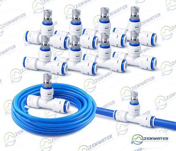 ZENWATER 10pcs 6mm Fogger Nozzle with 12mtr Blue Pipe | Garden Fogging Kit_N09 100 L Hose-end Sprayer