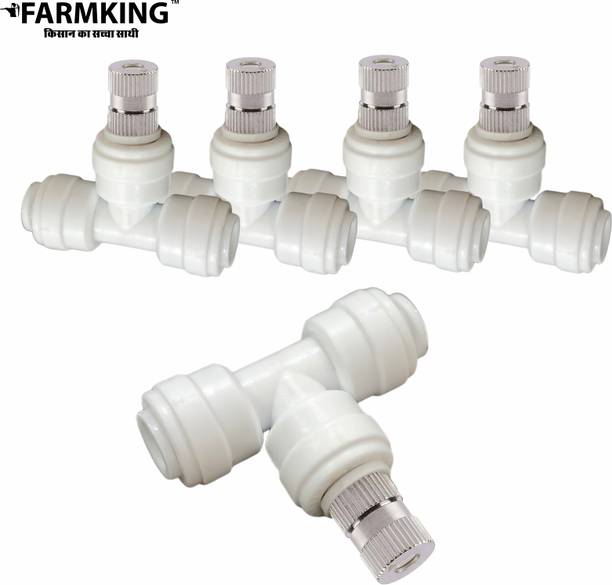 फार्मकिंग 5pcs 6mm Atomization White Brass Fogger Nozzles with Tee Connector for Fogging 100 L होज-एंड स्प्रेयर