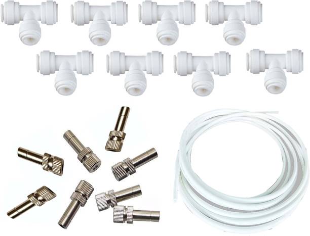 AQUA SRI 8pcs Fogger Nozzles | 8pcs T-Connector | 10Mtr Pipe | Gardening,Cooling_027 100 L Hose-end Sprayer