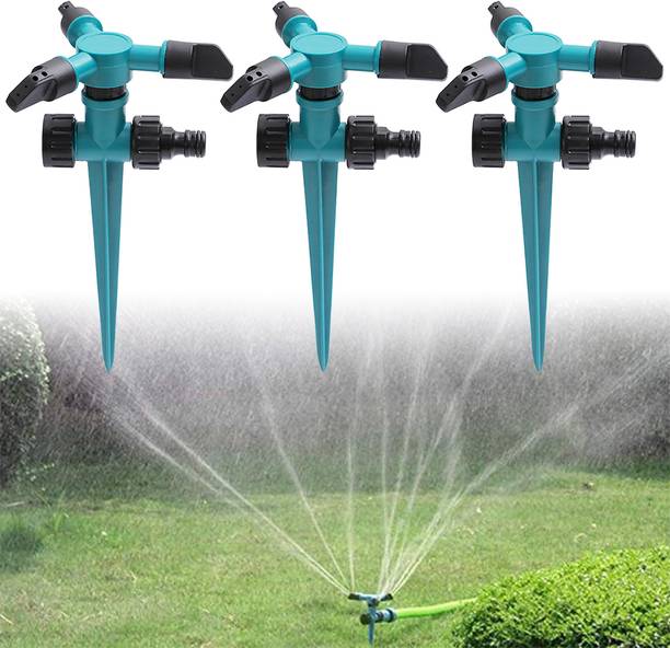Zibuyu 3pcs 360 Degree Rotating Garden Sprinkler Set Adjustable Lawn Watering System 1 L Hose-end Sprayer