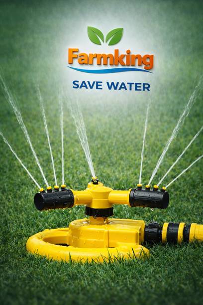 FARMKING yellow virgin Automatic 360 Rotating Adjustable Garden Sprinkler 100 L Hose-end Sprayer