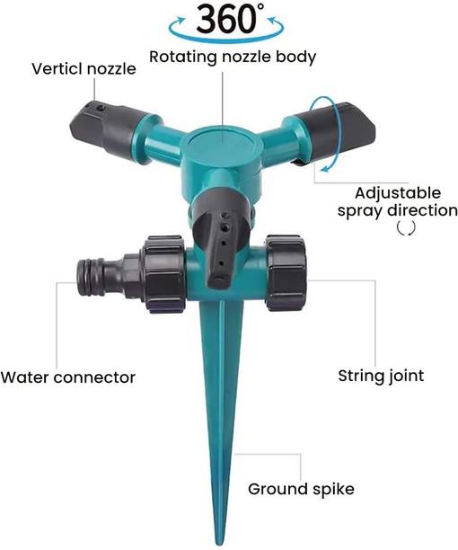 पीकेआरआई 360 Degree Rotating Garden Sprinkler Set Adjustable Lawn Watering System 0 L हैंड हेल्ड स्प्रेयर