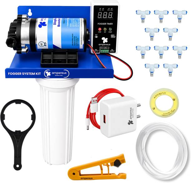AMPEREUS All-Weather Fogger Kit with 10 Nozzles for Dairy, Poultry Cooling (100GPD) 2.5 L Hand Held Sprayer
