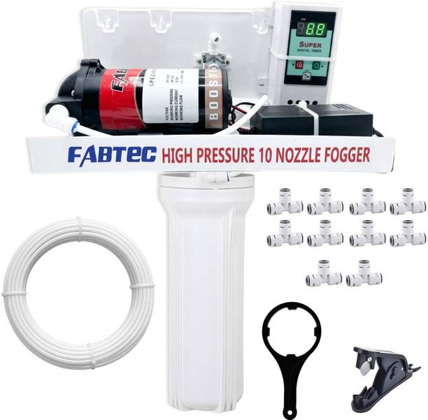 FABTEC Fogger Kit for Dairy Poultry Farm|10 Fogger Nozzles | 100 GPD High Pressure Pump 2.5 L Hand Held Sprayer