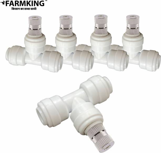 FARMKING 5pcs 6mm Atomization White Brass Fogger Nozzles with Tee Connector for Fogging 100 L Hose-end Sprayer