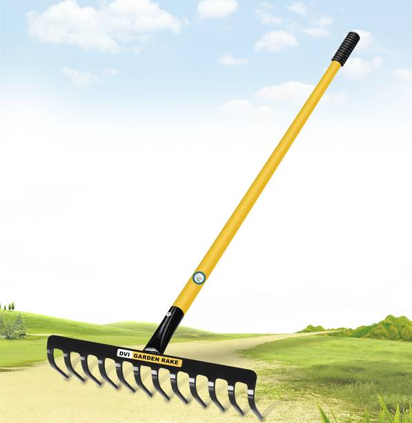 DVI Premium Heavy Duty 12-Teeth Metal Garden Rake, For Quick Clean Up of Lawn & Yard Leaf Rake