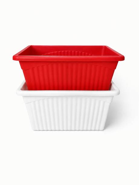 CamTron 14" Rectangular Plant Pot Home & Balcony Plant Pot Set (Pack of 2, Plast