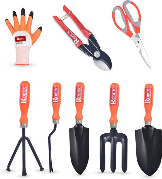 Robux Cultivator, Fork, Trowel, Gloves, Scissors, Cutter Tools Farming Gardening Garden Tool Kit